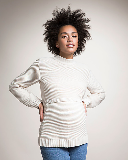 Boob Ellen, Maternity and Nursing Organic Cotton Rib Sweater - Off White Jumpers