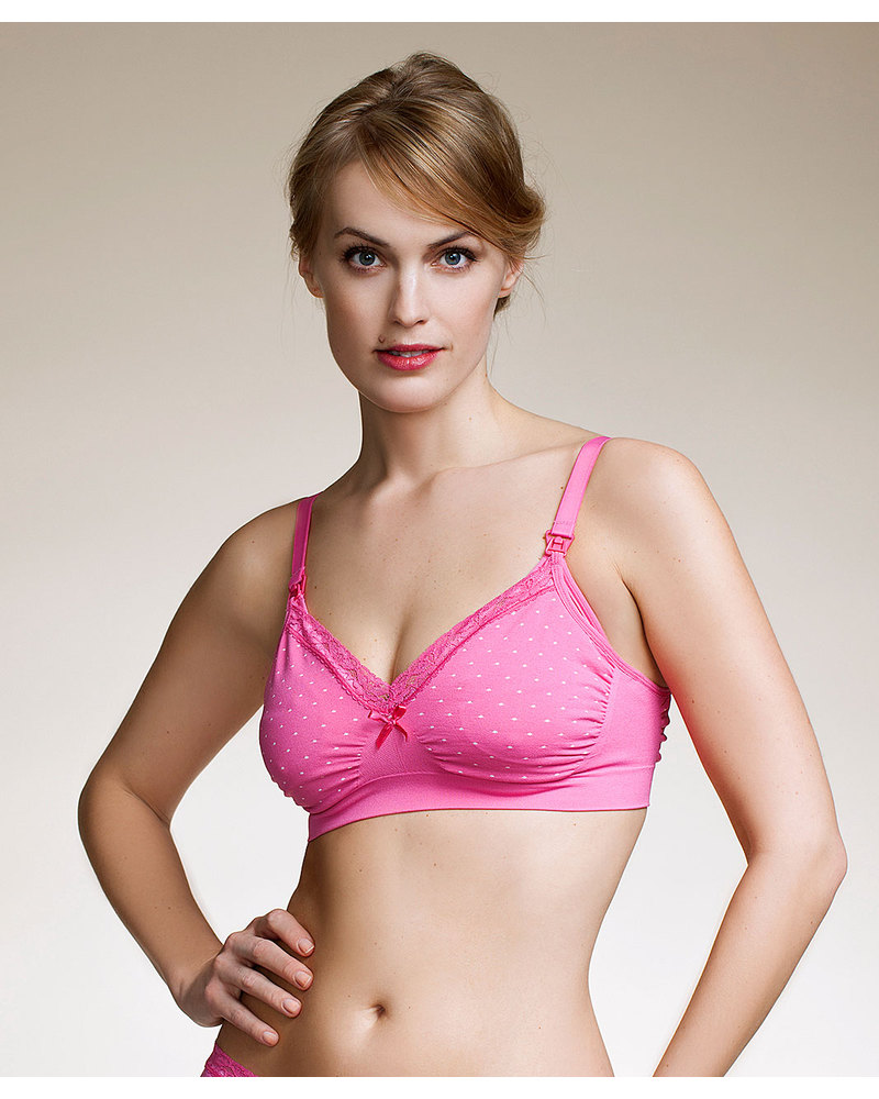 Boob Fast Food Maternity & Nursing Bra Pink with White Dots ...