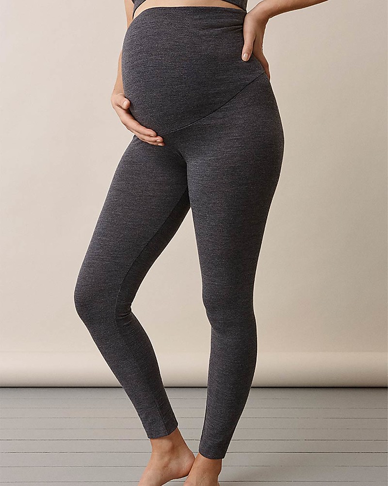 Boob Leggings for Pregnancy and Beyond - Dark Grey Melange - Merino Wool  unisex (bambini)