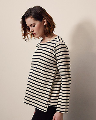 Boob Long-sleeved Maternity and Nursing Breton Top, Tofu/Midnight Blue - 100% Organic cotton Evening Tops