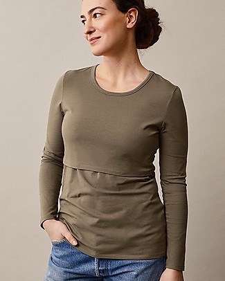 Boob Long-sleeved Maternity and Nursing Classic Top - Green Kaki - Organic cotton T-shirts