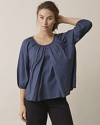 Boob Maternity and Nursing Air Blouse - Thunder Blue - 100% organic cotton Long Sleeves Tops