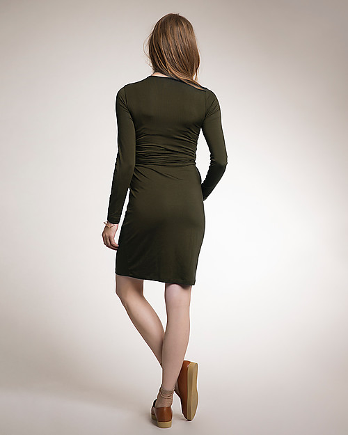 Boob Maternity and Nursing Dress Wrap in Soft and Natural Eucalyptus Fiber - olive green Dresses_