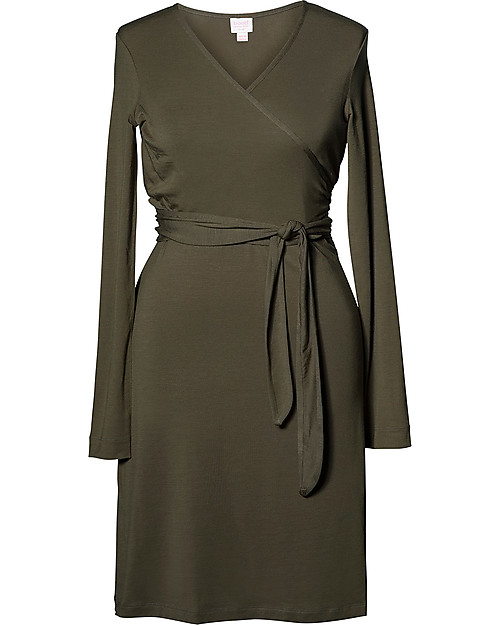 Boob Maternity and Nursing Dress Wrap in Soft and Natural Eucalyptus Fiber - olive green Dresses_