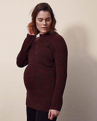 Boob Maternity and Nursing Organic Cotton Knit Sweater, Jenny - Plum Jumpers