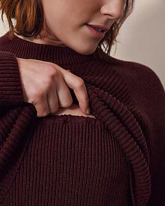 Boob Maternity and Nursing Organic Cotton Knit Sweater, Jenny - Plum Jumpers