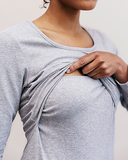 Boob Maternity and Nursing Organic Cotton Top Long Sleeve - Grey Melange Long Sleeves Tops