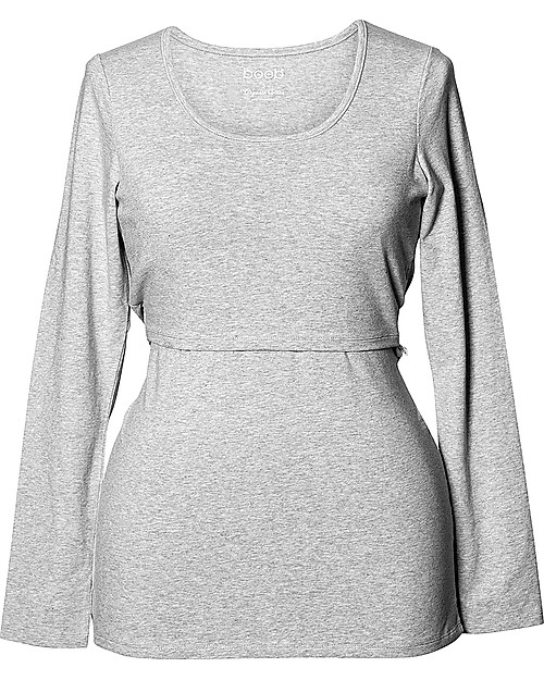 Boob Maternity and Nursing Organic Cotton Top Long Sleeve - Grey Melange Long Sleeves Tops