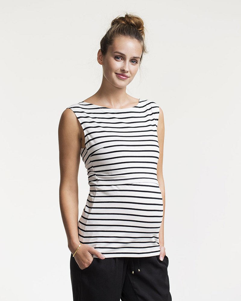 Boob Maternity and Nursing Tank Top - Black and White Stripes - Organic  Cotton! woman