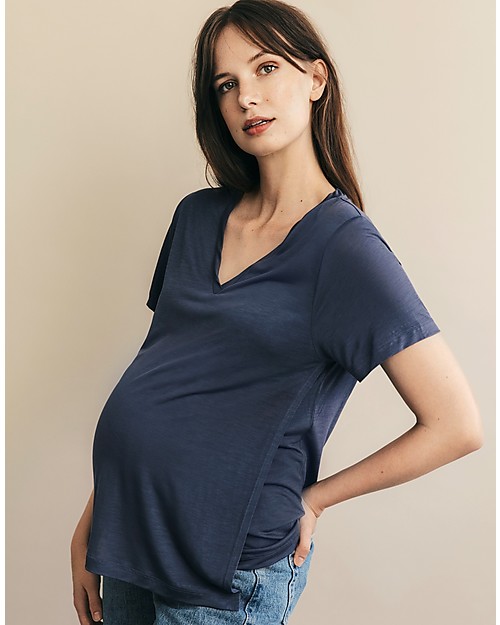 Boob Maternity and Nursing V Neck T-shirt, Indigo - 100% Lyoncell T-shirts