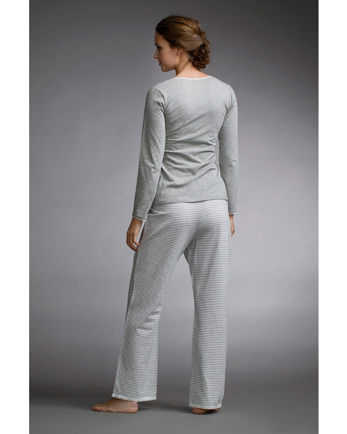 Boob Maternity Pyjama Pants - Pale Grey and Ivory white stripes - organic cotton Pyjamas