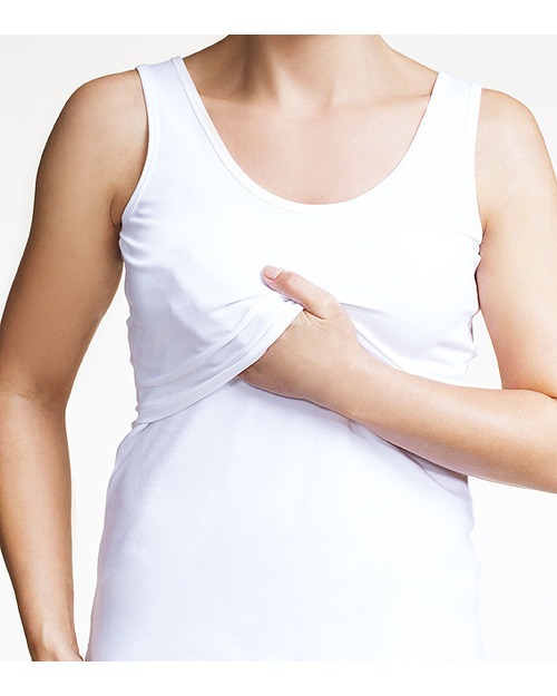 Boob Nursing Singlet - White Tank Tops