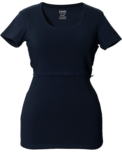 Boob Nursing Top Short Sleeve, Midnight Blue - Organic Cotton T-shirts