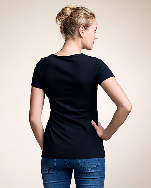 Boob Nursing Top Short Sleeve, Midnight Blue - Organic Cotton T-shirts