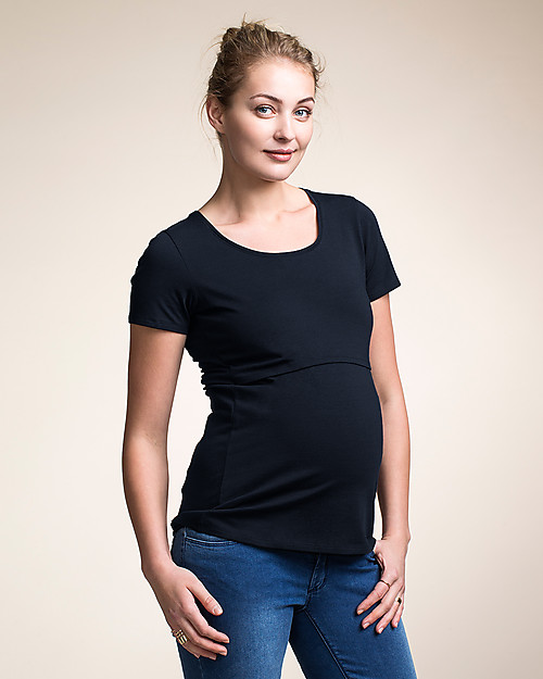 Boob Nursing Top Short Sleeve, Midnight Blue - Organic Cotton T-shirts