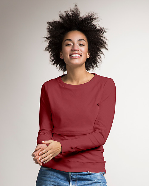 Boob Organic Cotton Maternity and Nursing B·Warmer Sweatshirt - Barn Red Sweatshirts