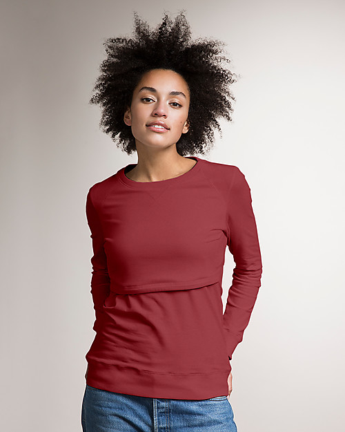Boob Organic Cotton Maternity and Nursing B·Warmer Sweatshirt - Barn Red Sweatshirts