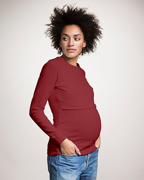Boob Organic Cotton Maternity and Nursing B·Warmer Sweatshirt - Barn Red Sweatshirts