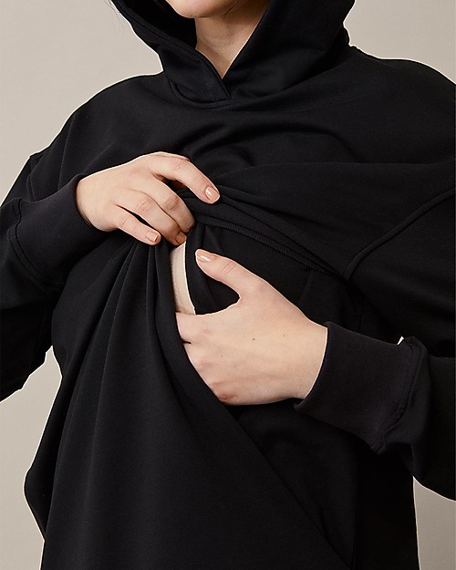 Boob Oversized Hoodie with Nursing Function and Maternity - Black - Organic Cotton Sweatshirts