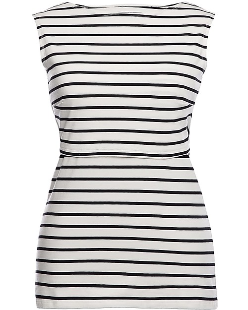 Boob Simone Sleeveless Maternity and Nursing Top, Tofu/Black - Organic cotton T-shirts