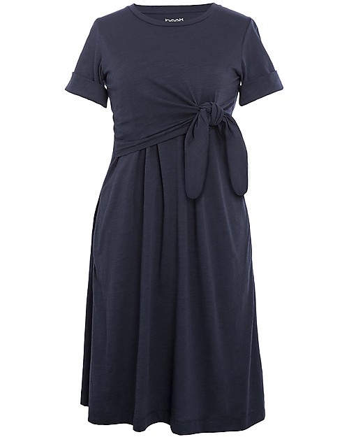 Boob Suki Maternity and Nursing Summer Dress with Knot, Blue Midnight - Organic cotton Dresses_