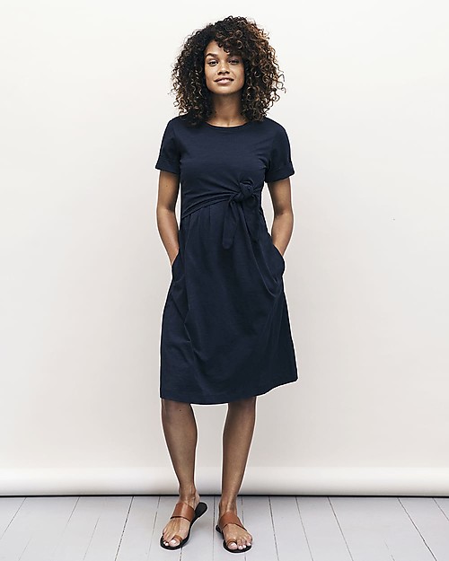 Boob Suki Maternity and Nursing Summer Dress with Knot, Blue Midnight - Organic cotton Dresses_