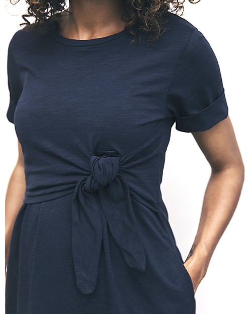 Boob Suki Maternity and Nursing Summer Dress with Knot, Blue Midnight - Organic cotton Dresses_