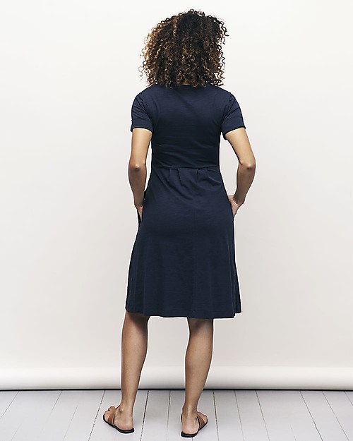 Boob Suki Maternity and Nursing Summer Dress with Knot, Blue Midnight - Organic cotton Dresses_