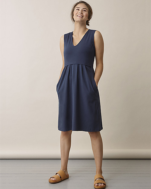 Boob Tilda Sleeveless Maternity and Nursing Summer Dress - Thunder Blue - Organic cotton Dresses_