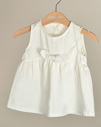 Botanica Boo Top for Girls with Bow, Cream - Organic Cotton Evening Tops