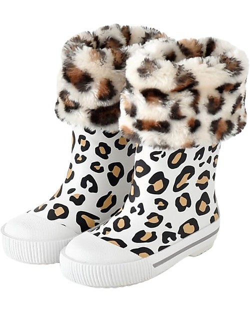 Boxbo Rain Boots - Léon Flocon - Animalier - With Removable Fur! Wellies