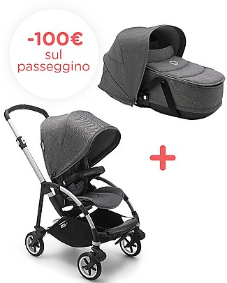 Bugaboo Bugaboo Bee 6 Complete - Grigio Melange Stroller + Bassinet - Aluminium Frame Travel Systems