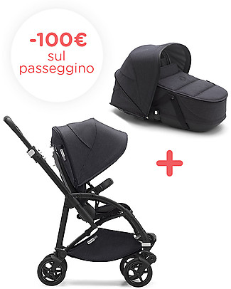 Bugaboo Bugaboo Bee 6 - Stroller + Bassinet Mineral Black - Black Frame Travel Systems