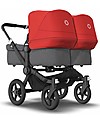 Bugaboo Bugaboo Donkey 3 Twin - Grey Mélange and Red - Converts in mono in 3 clicks! Double Pushchairs