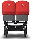 Bugaboo Bugaboo Donkey 3 Twin - Grey Mélange and Red - Converts in mono in 3 clicks! Double Pushchairs
