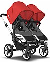Bugaboo Bugaboo Donkey 3 Twin - Grey Mélange and Red - Converts in mono in 3 clicks! Double Pushchairs