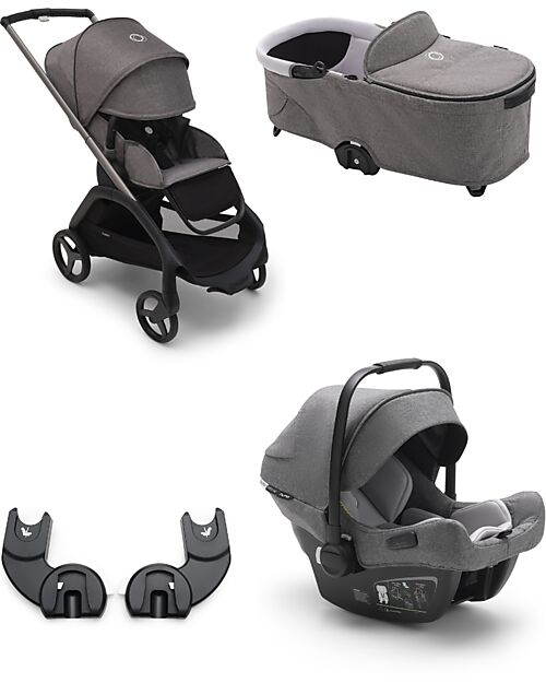 Bugaboo Bugaboo Dragonfly Complete - Seat Frame & Canopy - Graphite Grey Melange - Ultra-compact from birth to 15kg Pushchairs