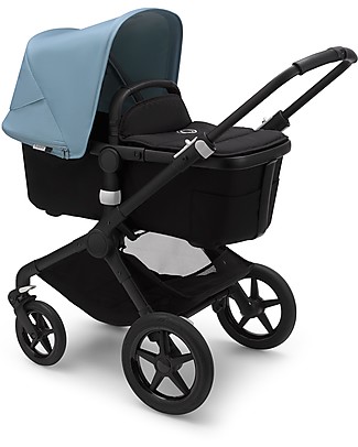 Bugaboo Bugaboo Fox 2 All-terrain Seat and Bassinet Complete Stroller - Black Frame+ Black Textiles+Vapor Blue Canopy Pushchairs