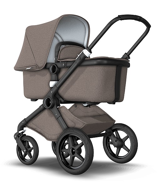 Bugaboo Bugaboo Fox 2 All terrain Seat and Bassinet Complete Stroller Black Frame Mineral Taupe Textiles Mineral Taupe Canopy unisex bambini