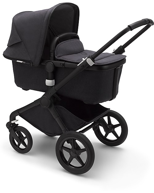 Bugaboo Bugaboo Fox 2 All terrain Seat and Bassinet Complete Stroller Black Frame Washed Black Textiles Washed Black Canopy unisex bambini