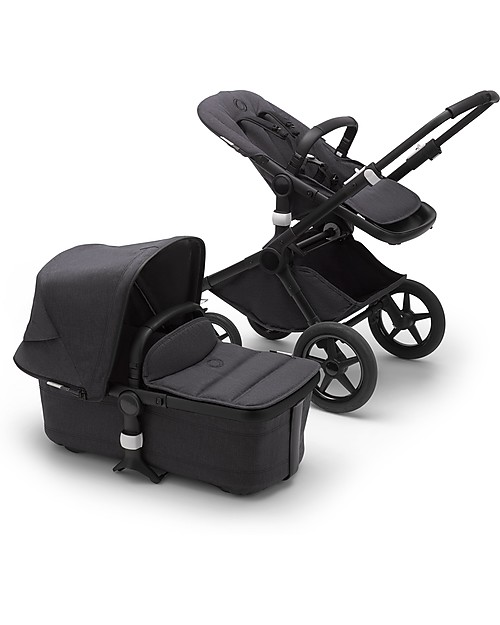 Bugaboo Bugaboo Fox 2 All-terrain Seat and Bassinet Complete Stroller - Black Frame+ Washed Black Textiles+Washed Black Canopy Pushchairs