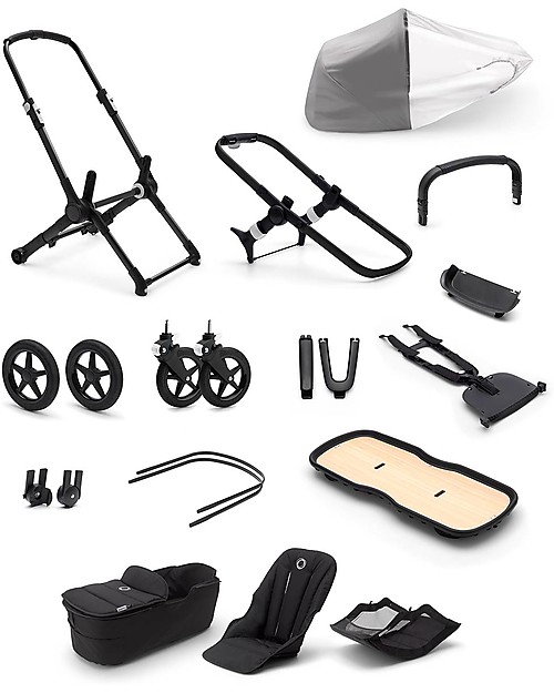 Bugaboo Bugaboo Fox 3 Complete - Pram and Stroller - Black Frame+  Midnight Black Textiles and Canopy Trio and Duo Strollers