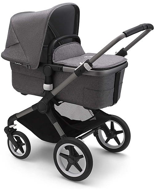 Bugaboo Bugaboo Fox 3 Complete - Pram and Stroller - Graphite Frame+  Grey Melange Textiles and Canopy Trio and Duo Strollers