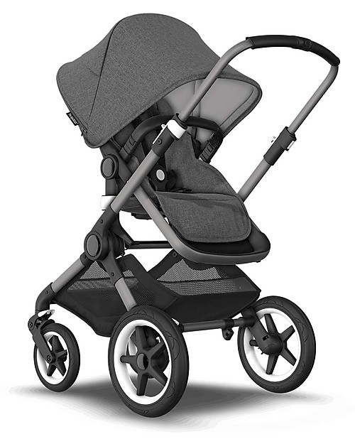 Bugaboo Bugaboo Fox 3 Complete - Pram and Stroller - Graphite Frame+  Grey Melange Textiles and Canopy Trio and Duo Strollers