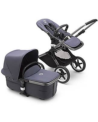 Bugaboo Bugaboo Fox 3 Complete - Pram and Stroller - Graphite Frame+ Stormy Blue Textiles and Canopy Trio and Duo Strollers