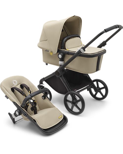 Bugaboo Fox Cub Complete Set - Black Desert Beige - from Birth to 22kg! Trio and Duo Strollers