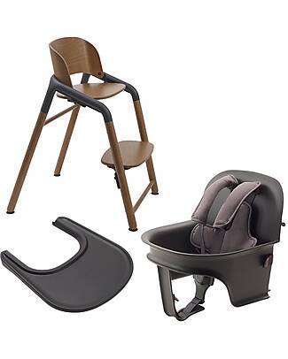 Bugaboo Giraffe Evolutionary Chair + Baby Set per Base Giraffe + Tray for Baby Set Giraffe - Gray - FSC Beech Wood and Sustainable Bio Plastic High Chairs