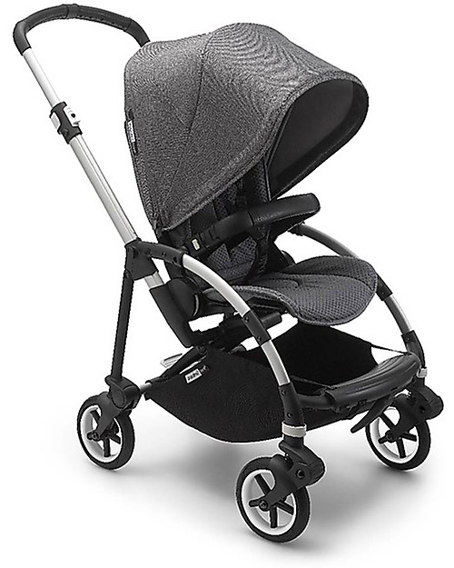 Bugaboo Trio Bee 6 Stroller Grey Melange with Carrycoat and Turtle Air Car Seat Grey Melange - Adapters Included! Trio and Duo Strollers