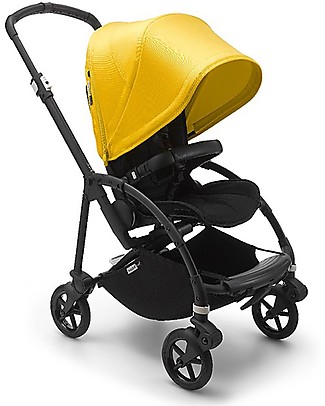 Bugaboo Trio Bee 6 Stroller Lemon Yellow with Carrycoat and Turtle Air Car Seat Black - Adapters Included! Trio and Duo Strollers