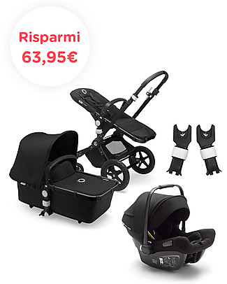 Bugaboo Trio Cameleon 3 Plus Stroller Black and Turtle Air Car Seat Black - Adapters Included! Travel Systems